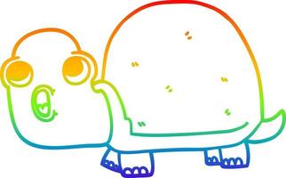 desenho de linha gradiente arco-íris desenho animado tartaruga chocada vetor