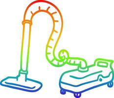 desenho de linha de gradiente de arco-íris aspirador de desenho animado a vácuo vetor
