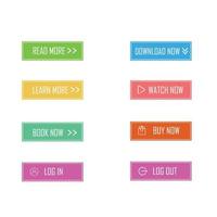 conjunto de botão colorido na moda para web, aplicativo móvel. menu do botão de navegação do modelo. vetor