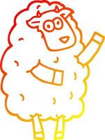 desenho de linha de gradiente quente ovelha de desenho animado vetor