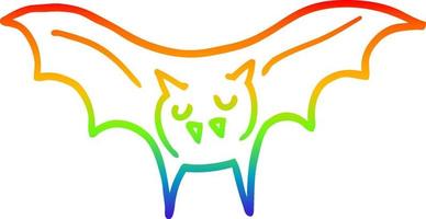 desenho de linha de gradiente de arco-íris desenho animado morcego vampiro vetor