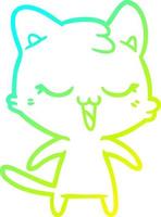 gato de desenho animado de desenho de linha de gradiente frio vetor