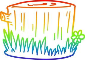desenho de linha de gradiente de arco-íris toco de árvore de desenho animado vetor