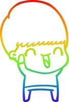 desenho de linha de gradiente de arco-íris menino de desenho animado feliz vetor