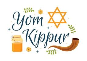 celebração de yom kippur ilustração plana desenhada à mão para o dia da expiação no judaísmo no design de plano de fundo vetor