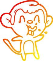 linha de gradiente quente desenhando macaco de desenho animado louco vetor