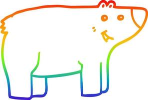 desenho de linha de gradiente de arco-íris urso de desenho animado vetor