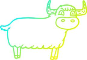 desenho de linha de gradiente frio desenho animado vaca das terras altas vetor