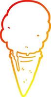 sorvete de desenho animado de desenho de linha de gradiente quente vetor