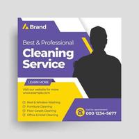 modelo de postagem de mídia social de serviço de limpeza, banner da web de negócios de limpeza doméstica vetor