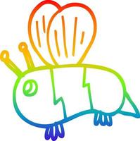 desenho de linha gradiente arco-íris desenho animado abelha gorda vetor