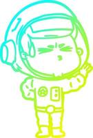desenho de linha de gradiente frio desenho animado astronauta estressado vetor