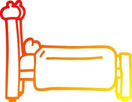 cama de desenho animado de desenho de linha de gradiente quente vetor