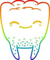 desenho de linha gradiente arco-íris dente de desenho animado vetor