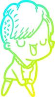 linha de gradiente frio desenhando uma linda garota de desenho animado com corte de cabelo hipster vetor