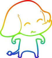 linha de gradiente de arco-íris desenhando elefante de desenho animado fofo vetor