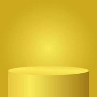 pódio dourado para exibição de produtos em fundo de iluminação de cor gradiente amarelo com espaço de cópia vetor