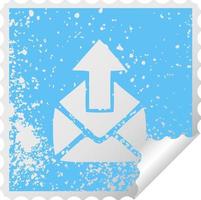 símbolo de adesivo de peeling quadrado angustiado sinal de e-mail vetor