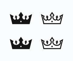 ícones da coroa em vetor moderno estilo simples. coroa preta ícones definir vetor.