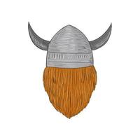 desenho de visão traseira da cabeça do guerreiro viking vetor