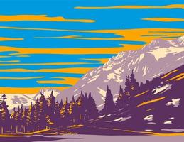 pico de phipps na serra nevada a oeste da baía esmeralda e do lago tahoe califórnia wpa poster art