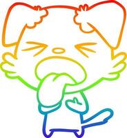 desenho de linha de gradiente de arco-íris desenho de cachorro enojado vetor