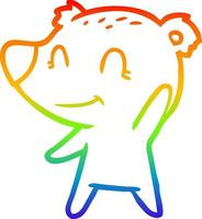 desenho de linha de gradiente de arco-íris desenho de urso amigável vetor