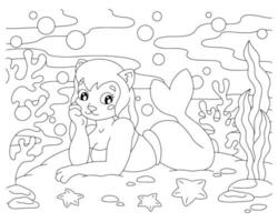 página do livro de colorir para crianças. linda sereia. personagem de estilo de desenho animado. ilustração vetorial isolada no fundo branco. vetor