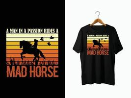 design de camiseta de cavalo vetor