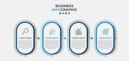 modelo de negócios de design infográfico vetorial com ícones e 4 opções ou etapas. pode ser usado para diagrama de processo, apresentações, layout de fluxo de trabalho, banner, fluxograma, gráfico de informações vetor