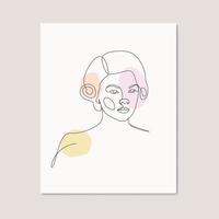 beleza mulher desenho de linha meninas rosto abstrato um desenho de arte de linha design de cartaz vetor