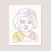 cartaz de bebê menina pequena linda menina arte de parede lona ilustração de desenho de arte vetor