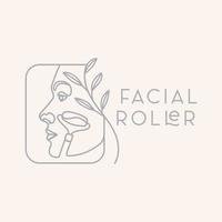 ferramenta de beleza de rolo facial de jade de cuidados com a pele com vetor de design de logotipo de arte de linha de rosto feminino