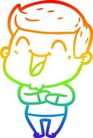 desenho de linha gradiente arco-íris desenho animado homem rindo vetor
