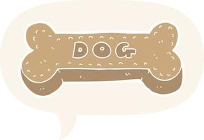 biscoito de cachorro de desenho animado e bolha de fala em estilo retrô vetor