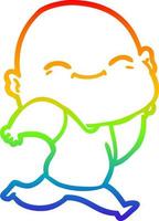 desenho de linha gradiente arco-íris desenho animado homem careca feliz vetor