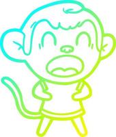 desenho de linha de gradiente frio gritando macaco de desenho animado vetor