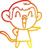 desenho de linha de gradiente quente desenho animado macaco rindo vetor