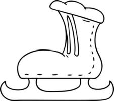 doodle de desenho de linha de uma bota de patinação no gelo vetor