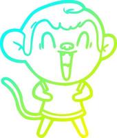 desenho de linha de gradiente frio desenho animado macaco rindo vetor