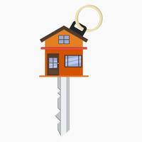 ícone de ilustração vetorial chave em forma de casa laranja editável para fins relacionados à propriedade ou hospedagem vetor