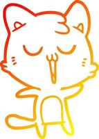 desenho de linha de gradiente quente desenho de gato cantando vetor