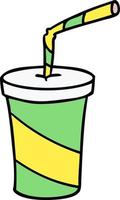 doodle de desenho animado de bebida de fastfood vetor