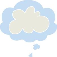 símbolo de nuvem decorativa de desenho animado e balão de pensamento em estilo retrô vetor