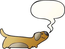 cão de desenho animado e bolha de fala em estilo gradiente suave vetor