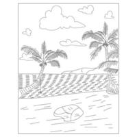 páginas para colorir e símbolos de praia de verão vetor