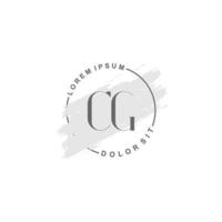 logotipo minimalista inicial cg com pincel, logotipo inicial para assinatura, casamento, moda, beleza e salão. vetor