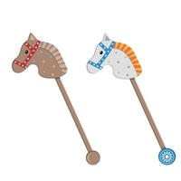 cavalo de madeira em uma vara, brinquedo infantil, ilustração vetorial isolada vetor