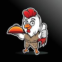 design de logotipo de mascote de frango para negócios de alimentos vetor