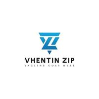 letra inicial abstrata vz ou logotipo zv na cor azul isolado em fundo branco aplicado para logotipo do provedor de soluções de tecnologia também adequado para as marcas ou empresas com nome inicial zv ou vz. vetor